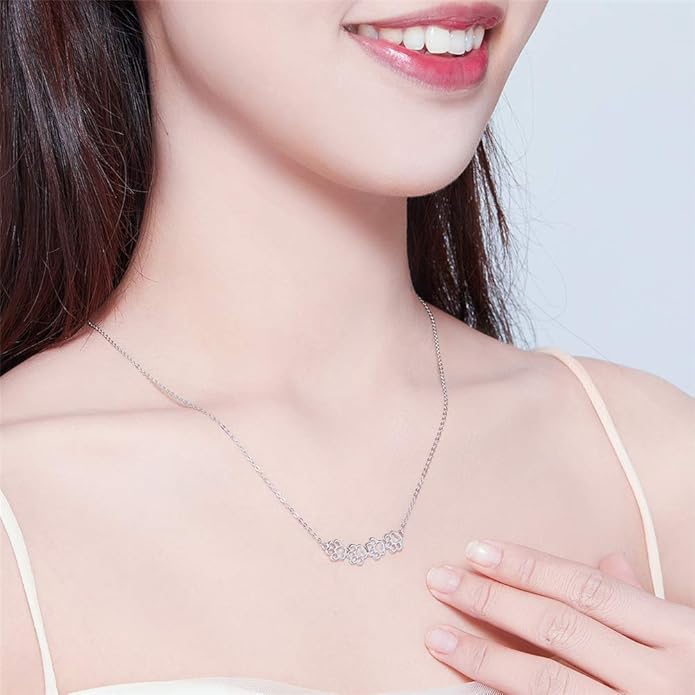 Cute Paw Necklace for Women Sterling Silver Puppy Dog Cat Kitten 4 Paw Print Pendant Choker Necklace Adjustable Chain 18" Pet Keepsake Minimalist Jewelry Box