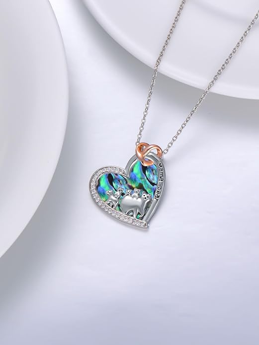 Mothers Day Gift for Mom 925 Sterling Silver Mama Bear/Dinosaur/Cat/Bird/Chicken Necklace with 1 2 3 4 5 Cubs Jewelry for Women Wife Grandma
