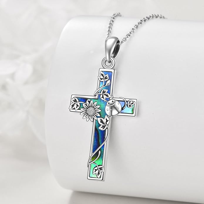 YFN Cross Necklace Sterling Silver Religious Cross Pendant Jewelry Christian Gifts for Women Men