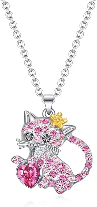 SUMFAN Cat Necklace Jewelry for Women & Girls, Teen Girls' Cat Lover Gifts