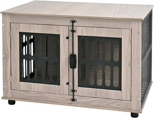 Amazon Basics Heavy Duty Dog Crate Furniture for Small to Medium Dogs, Wooden Decorative Dog Kennel Cage Indoor with Safety Lock, 38.5" L x 26.8" W x 25.6" H