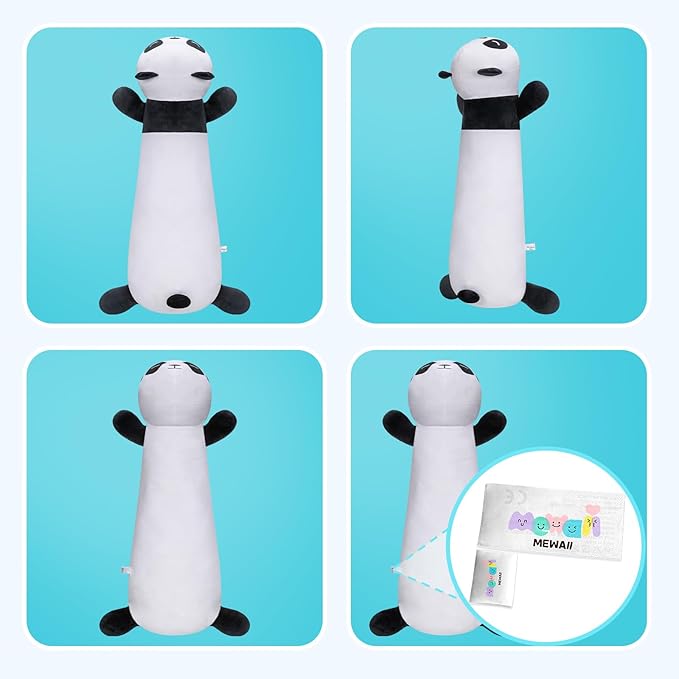 Panda Plush Body Pillow, 35” Panda Stuffed Animal, Cute Plushies Cuddle Pillow for Kids, Long Plush Toys, Birthday Gifts for Women, Girls and Males