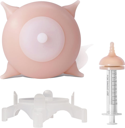 Doggiema puppy's feeders Nipple Feeder Puppy Feeding Milk replacer Nursing Station puppy's Bottles Dongdong pet (Pink, M Size Bowl (Small/Medium Puppy)