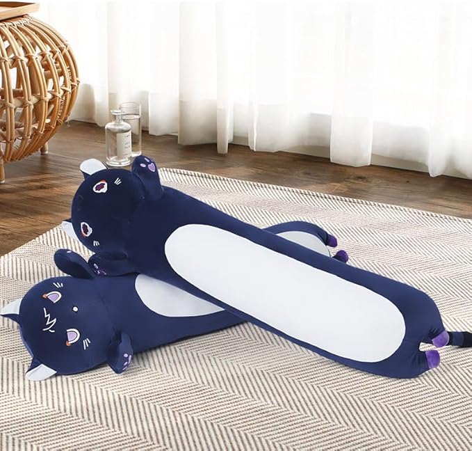 Soft Plush Cat Pillow, Cute Kitten Plush for Kids (Purple, 70cm/27.5inch)