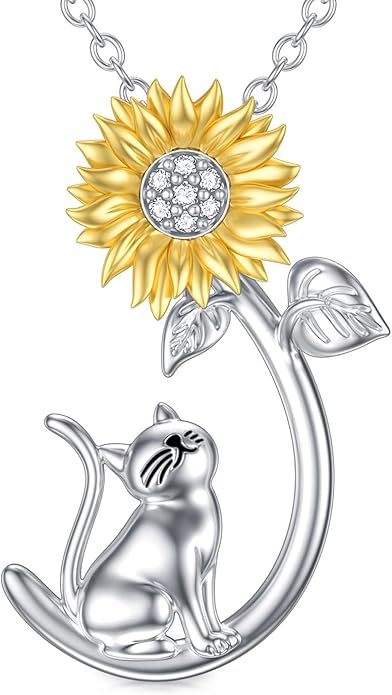 Cat Dog Necklace 925 Sterling Silver Pet Pendant Jewelry for Women Christmas Birthday Gifts