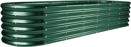 Land Guard 8×2×1.5ft Galvanized Raised Garden Bed Kit, Raised Garden Boxes Outdoor, Oval Metal Raised Garden Beds for Vegetables, Forest Green