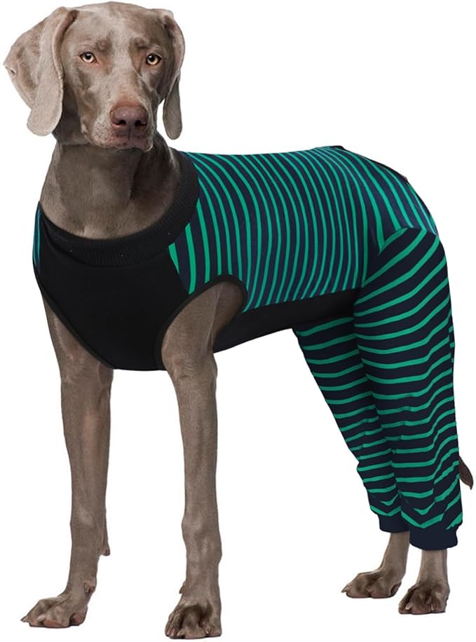 Kuoser Dog Recovery Suit, Anti Licking Dogs Rear Leg Sleeve, Abdominal Dog Surgical Suit with Pants Cover Protect Wounds, Dogs Elbow Protector Soft Pet Surgery Onesie Cone Alternative, Green 3XL