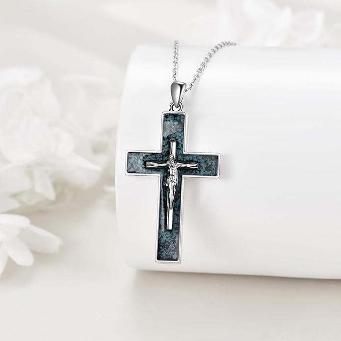 YFN Cross Necklace Sterling Silver Religious Cross Pendant Jewelry Christian Gifts for Women Men