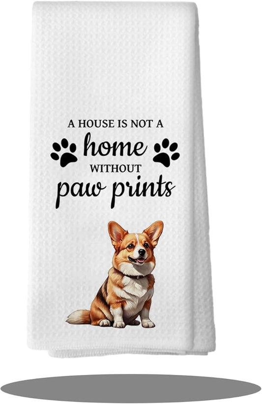 Corgi Dog Gifts Kitchen Bathroom Decor Towels 16″×24″,Dog Lovers Gifts for Girls Mom Women,Corgi Gifts for The Owners,A House is Not A Home Without Paw Prints Bathroom Kitchen Dish Hand Towels