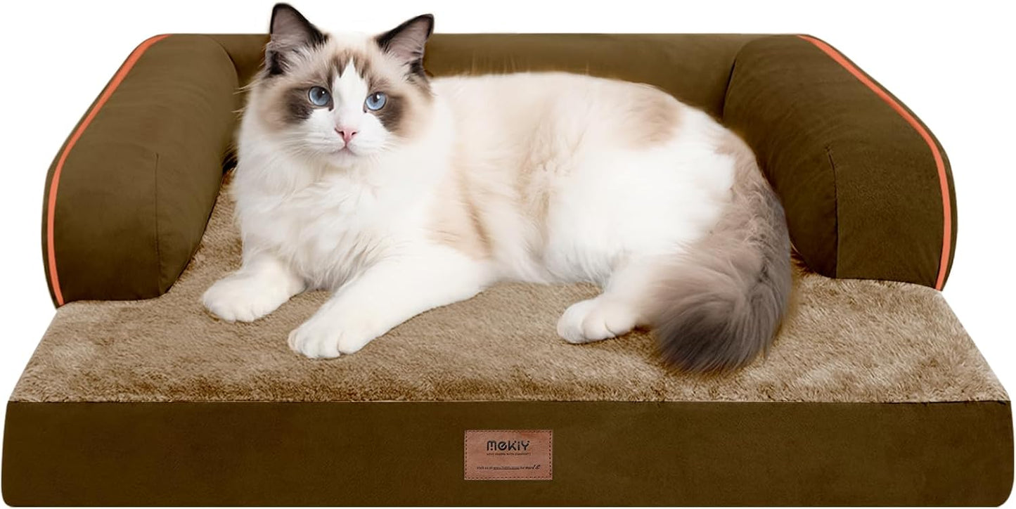 Small Dog Bed and Cat Sofa Waterproof Orthopedic Dog Beds for Small Dogs Cat Bed Comfy Pet Couch Sofa Beds with Washable Removable Cover & Non-Slip Bottom