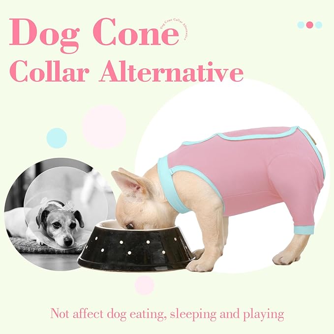 ROZKITCH Dog Surgery Leg Sleeve Rear Legs, Male Female Pet Prevent Licking Wound Elbow Knee Protector, Dog Recovery Suit Cone Collar Alternative Pants Shirt for Wound Heal Wrap Pink 3XL