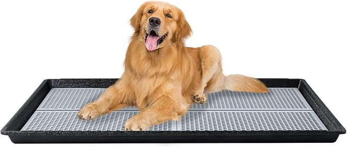 HQ4us Dog Pee Pad Holder Tray with Grate 45”×34”, Large Dog Litter Box Toilet, Puppy Pee Pad Holder, Less Mess, Dog Potty Indoor Outdoor for Balcony