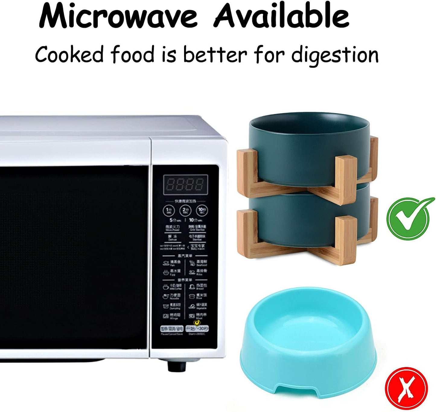 Petygooing Ceramic Dog Cat Bowl Set with Stand,Small Dog Bowls,Food and Water Dishes, Cute Modern Anti Slip Set of 2 Pet Food Dish- Small Size Pet (13.5OZ/5.1 in) Green