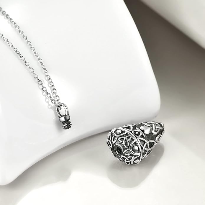 TIGER RIDER Urn Necklace for Ashes for Women 925 Sterling Silver Cremation Jewelry for Ashes
