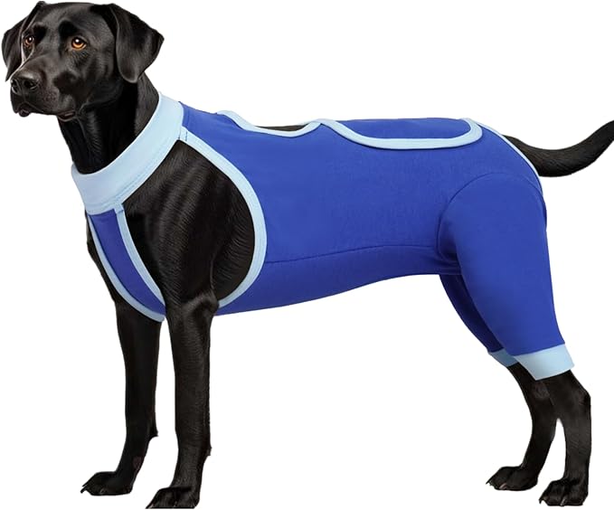 ROZKITCH Dog Surgery Leg Sleeve Rear Legs, Male Female Pet Prevent Licking Wound Elbow Knee Protector, Dog Recovery Suit Cone Collar Alternative Pants Shirt for Wound Heal Wrap Blue M