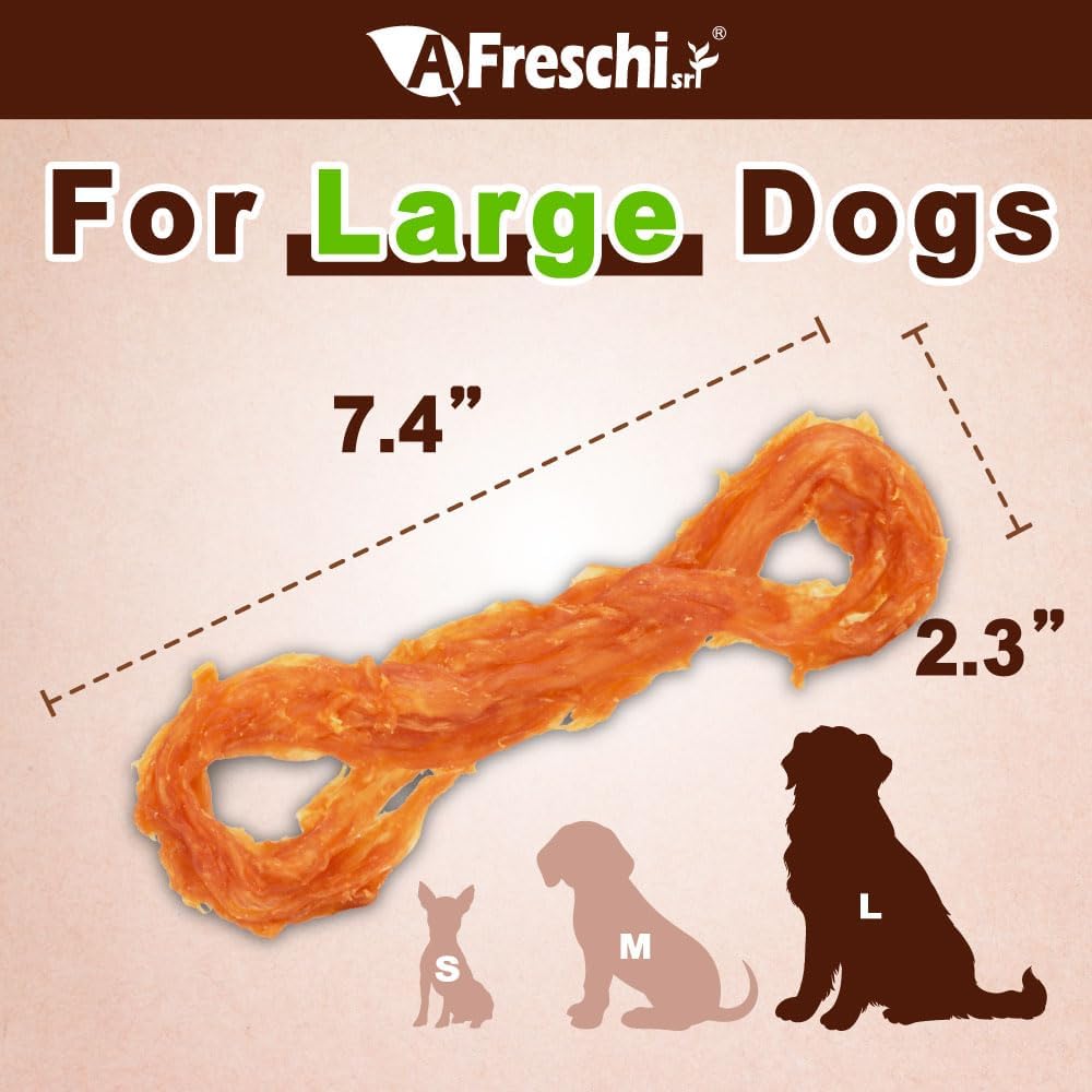 Afreschi Natural Turkey Tendon Rope (L) 10 oz, USA-Sourced Turkey Tendon, All Natural Puppy Chew, Hypoallergenic, Rawhide Alternative, for Large Breeds