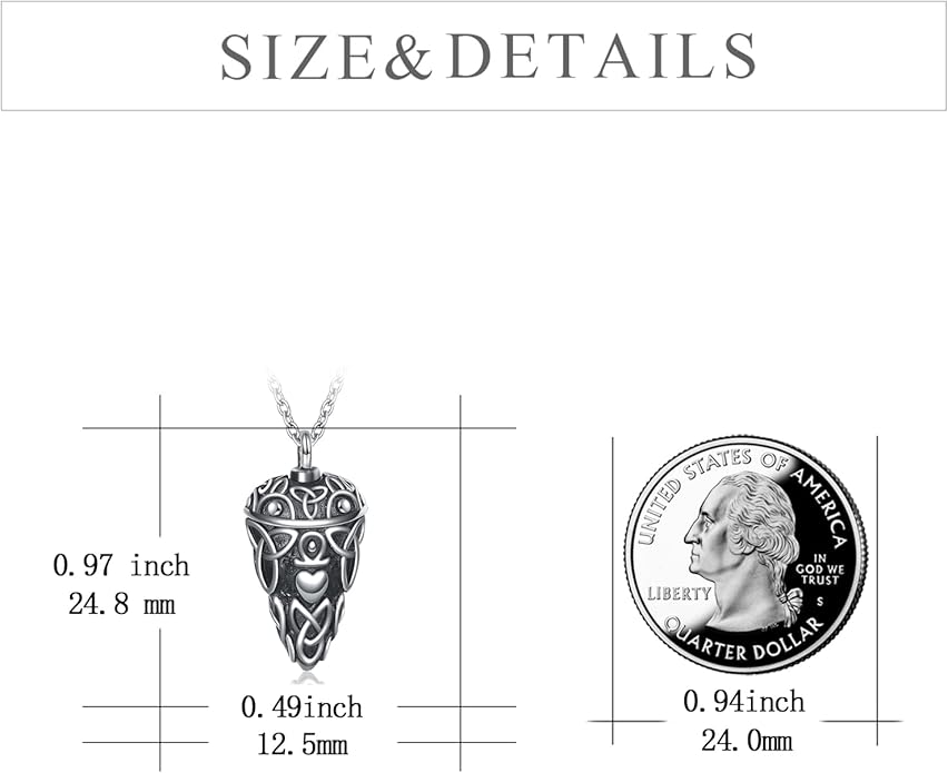 TIGER RIDER Urn Necklace for Ashes for Women 925 Sterling Silver Cremation Jewelry for Ashes