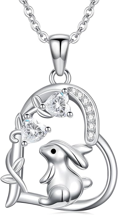 Heart Animal Necklace 925 Sterling Silver Cute Animal Pendant Jewelry Birthday Gifts for Women Girlfriend Mom Animal Lovers
