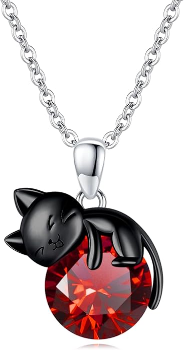 Cat Necklace Sterling Silver Cat Pendnat with Rose Quartz Pearl Jewelry Gifts for Women Cat Lovers