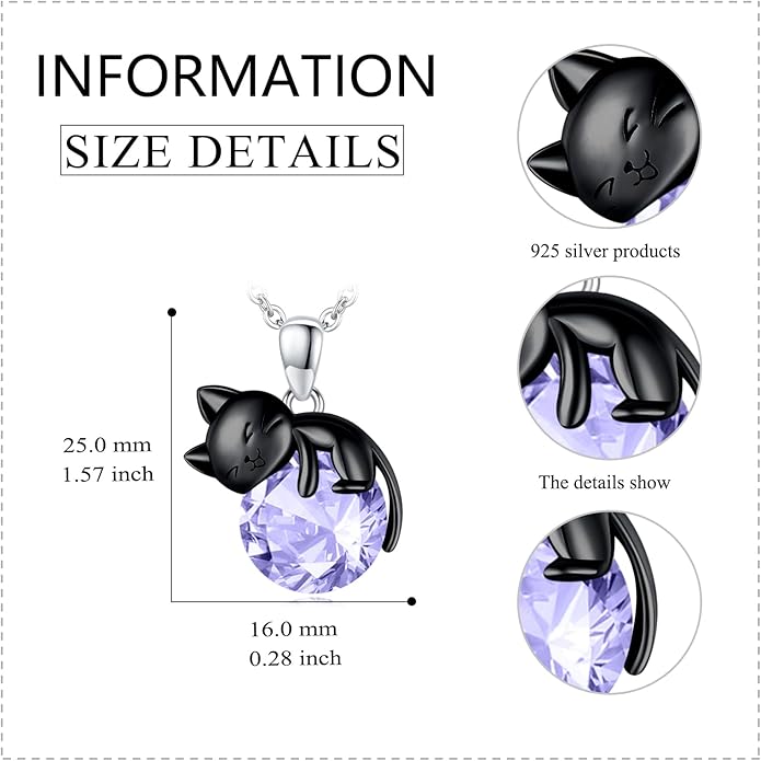 Cat Necklace Sterling Silver Cat Pendnat with Rose Quartz Pearl Jewelry Gifts for Women Cat Lovers