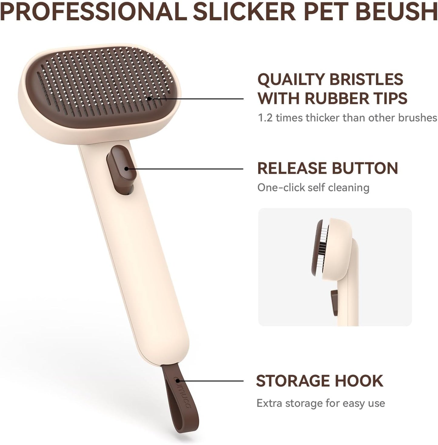 Aumuca Cat Brushes for Indoor Cats Dog Hair Brush for Shedding Long or Short Haired Cats Grooming Deshedding Brush for Dog Kitten Horse Massage Removes Loose Fur, Brown