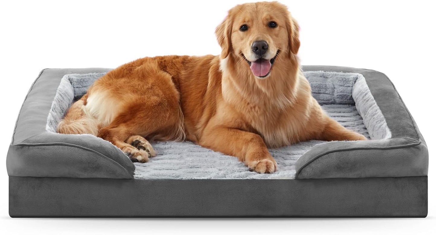 FURTIME Orthopedic Dog Beds Large Sized Dog, XL Washable Dog Sofa Bed for Large Dogs, Comfy Supportive Egg-Crate Foam Pet Couch Bed with Removable Cover, Waterproof Lining and Nonskid Bottom