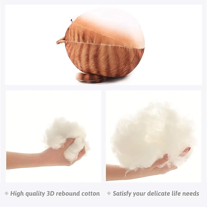 ARELUX 11.8In High Chubby Cat Plush Pillow, Cute Orange Fat Kitty Cat Stuffed Animal Soft Kitten Adorable Hugging Pillow Anime Plushies,Funny Toy Birthday for Adults Friends