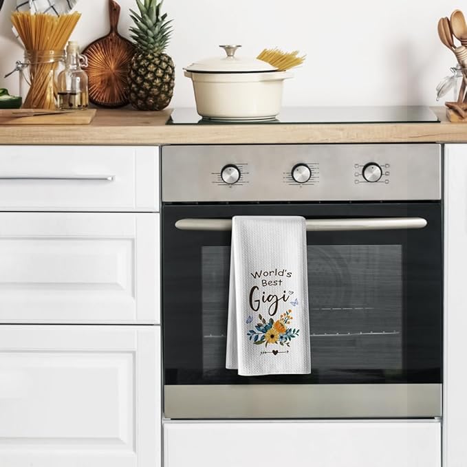 Gigi Kitchen Towels,Funny Joked Flour Dishcloth,16 *24 Inches,Microfiber Dish Towel Decor,Hilarious Absorbent Hand Tea Rags,World ’S Best Gigi Grandma Gifts On Birthday Christmas Mothers Day