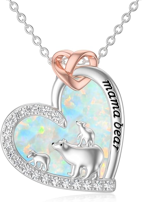 Mothers Day Gift for Mom 925 Sterling Silver Mama Bear/Dinosaur/Cat/Bird/Chicken Necklace with 1 2 3 4 5 Cubs Jewelry for Women Wife Grandma