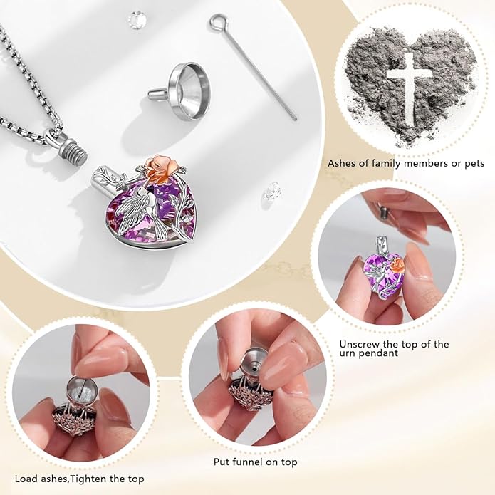 EUDORA Sterling Silver Urn Necklace for Ashes for Women Men, Ash Pendant for Human Cat Dog Ashes, Necklace for Ashes of Loved One Dad Mom Papa Pet Cremation Souvenir Jewelry for Funeral, 20inch