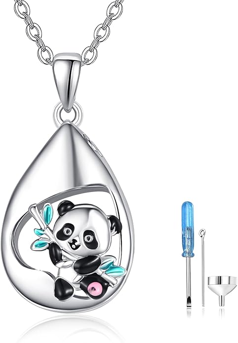 TANGPOET Teardrop Ashes Necklace 925 Sterling Silver Urn Necklace, Cremation Jewellery for Ashes Pendant, Gifts for Women Ladies, with Funnel Filler Kit
