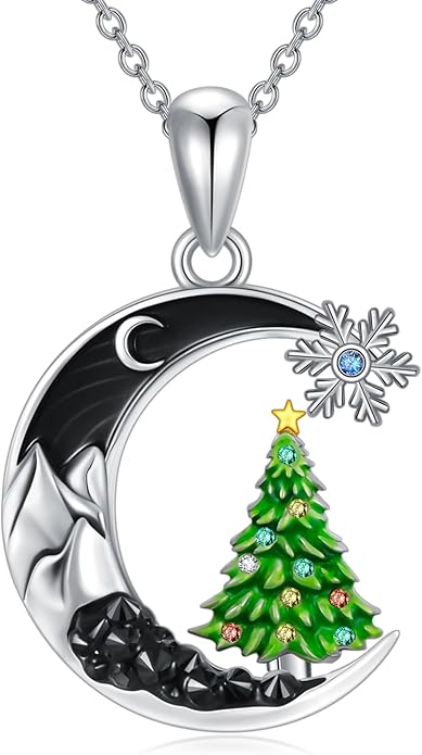 Gothic Jewelry Bat/Cat/Wolf/Dragon/Owl/Fox/Spider/Sun Pendant Sterling Silver Crescent Moon Necklace for Women Girls Black Jewelry Gifts