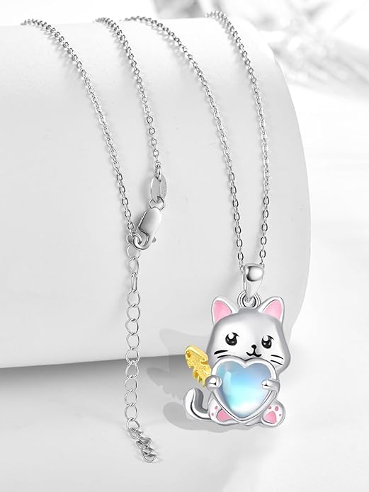 Dreamboat Moonstone Animal Pendant Necklace for Women 925 Sterling Silver Cute Animals Jewelry Gifts