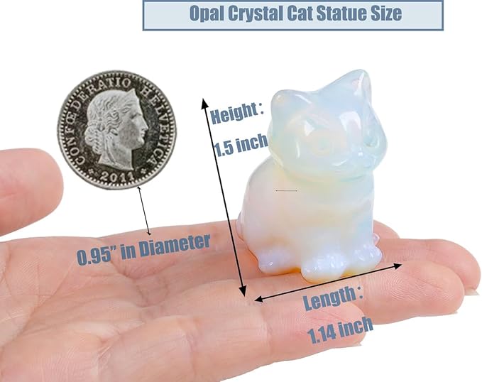 DUQGUHO Cat Decor Opal Cat Crystal Figurines Crystals Gifts for Cat Lovers Men Women Lucky Cute Cat Statue for Room Desk Decor 1PC