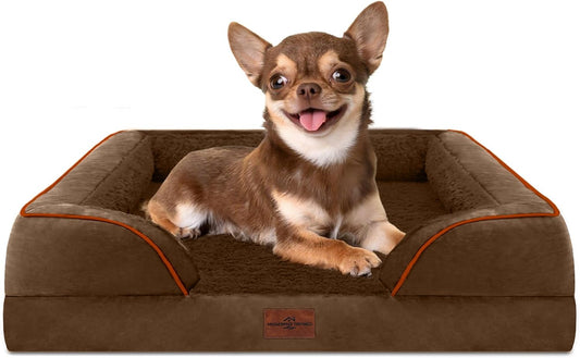 Comfort Expression Small Dog Beds Waterproof Orthopedic Foam Dog Sofa Beds for Small Dogs Comfy Pet Bed with Washable Removable Cover & Non-Slip Bottom(X-Small,Chocolate Brown)
