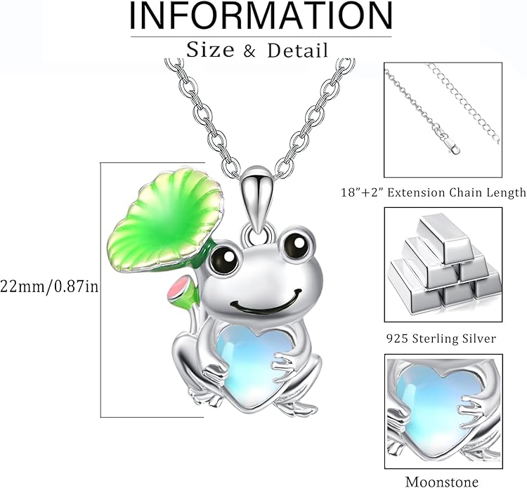 Dreamboat Moonstone Animal Pendant Necklace for Women 925 Sterling Silver Cute Animals Jewelry Gifts