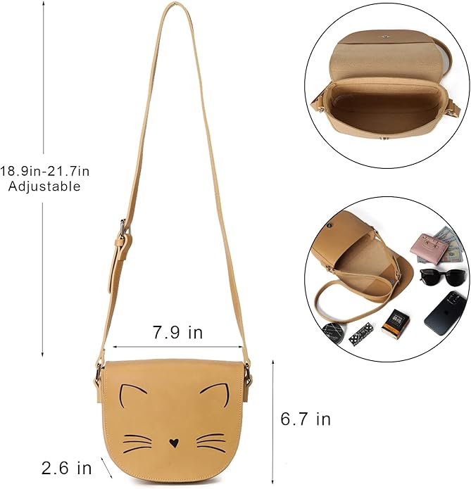 Gladdon Crossbody Bags for Teen Girls Small Fashion Preteen Purses Cat Birthday Gift for Girl