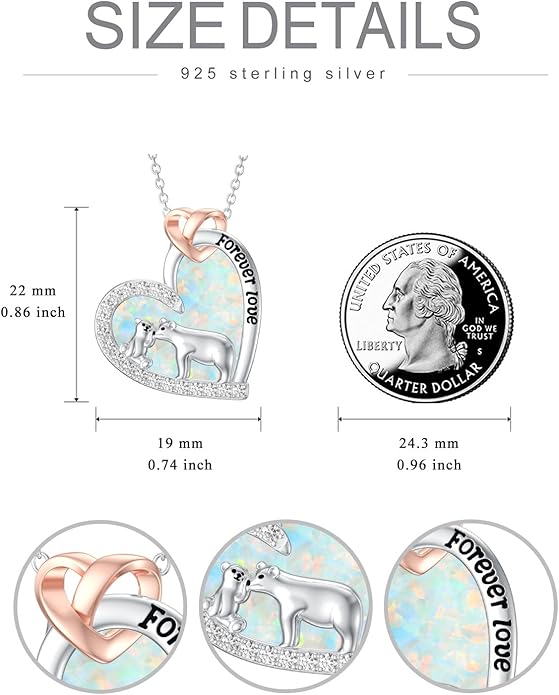 Mothers Day Gift for Mom 925 Sterling Silver Mama Bear/Dinosaur/Cat/Bird/Chicken Necklace with 1 2 3 4 5 Cubs Jewelry for Women Wife Grandma