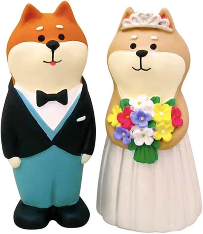 Miniature Figurines Dog Figurines Cute Desk Decor Groom Bride Wedding Gifts