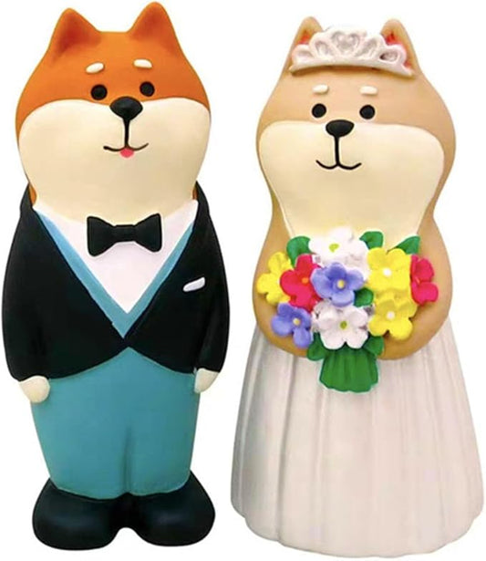Miniature Figurines Dog Figurines Cute Desk Decor Groom Bride Wedding Gifts