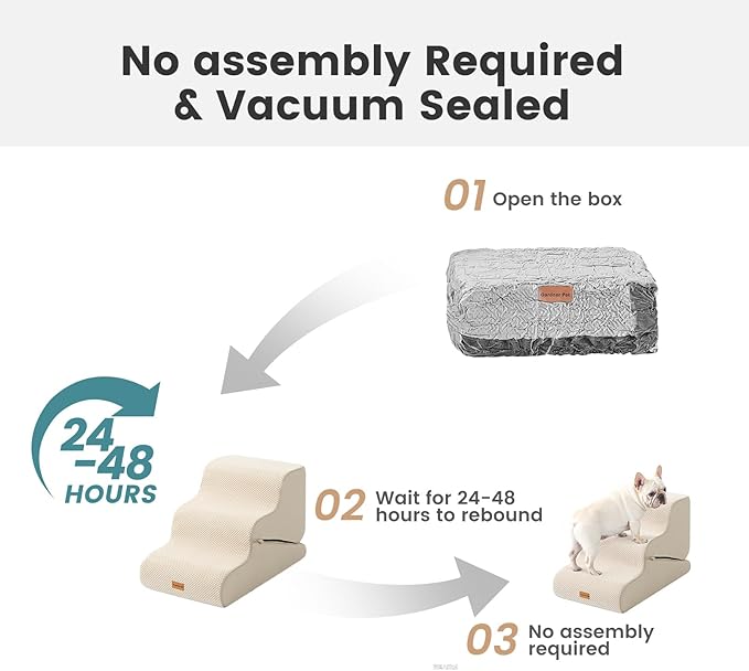 Gardner Pet Dog Stairs for Small Dogs 22.8" H, 5-Step Beige Curved Pet Stairs, Dog Steps for High Bed, Couch (24-30 in) with Durable Non-Slip Waterproof Fabric Cover and CertiPUR-US Certified Foam