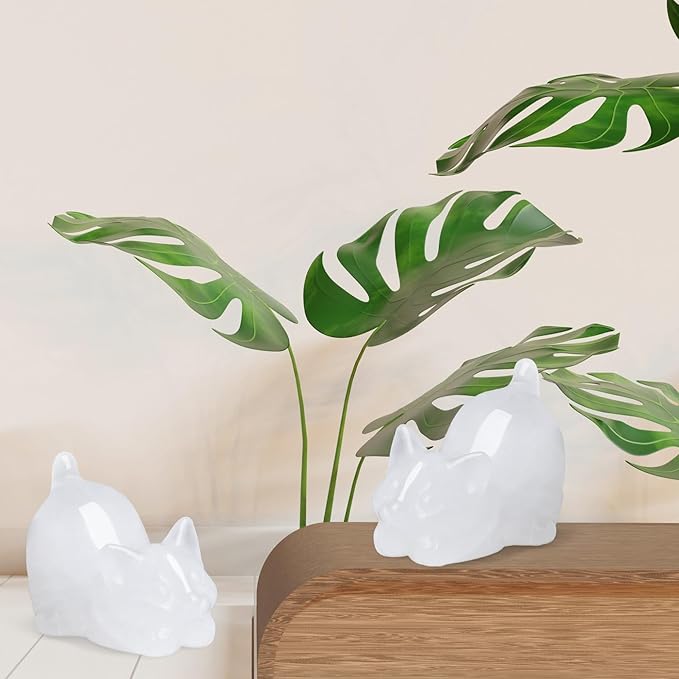 Clear Quartz Cat Crystal Statue Carved Room Decor Figurines for Desk Sculpture Lazy Handcrafted Healing Stone Office Natural Gemstones Spiritual Gifts for Cat Lovers