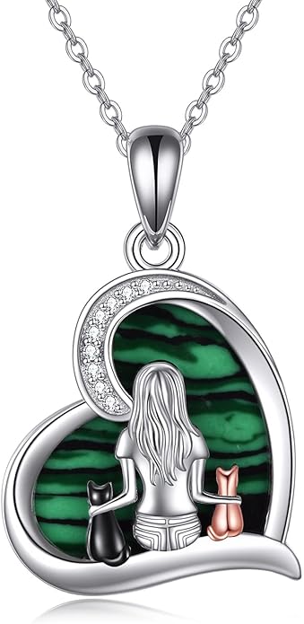 YFN Cat Necklace Sterling Silver Jewelry for Women Cat Jewelry Gifts