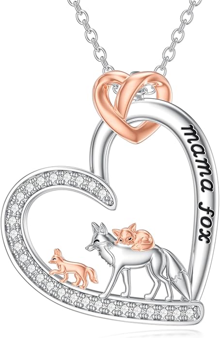 Mothers Day Gift for Mom 925 Sterling Silver Mama Bear/Dinosaur/Cat/Bird/Chicken Necklace with 1 2 3 4 5 Cubs Jewelry for Women Wife Grandma