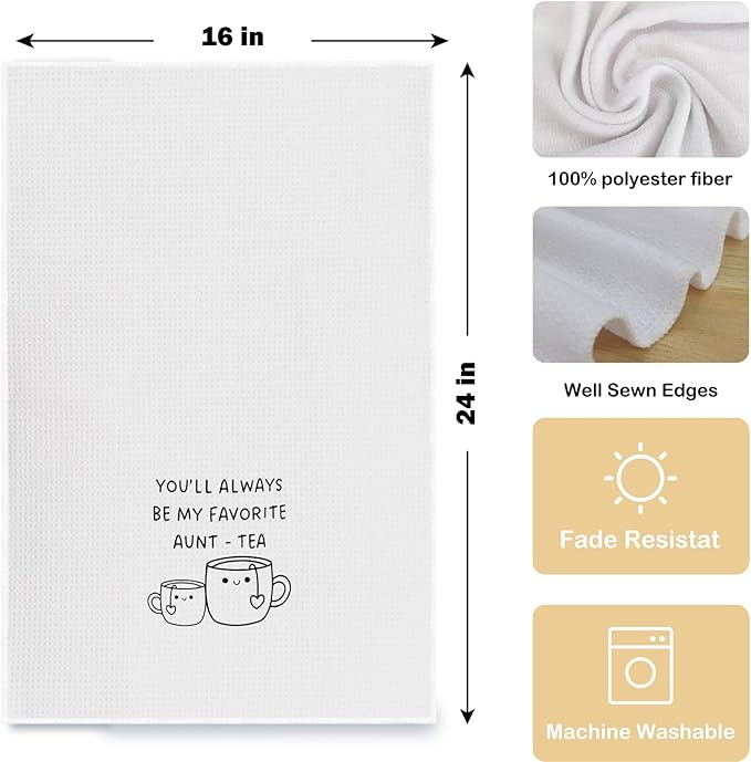 Funny Aunt Auntie Kitchen Towels,Auntie Hand Towels,Aunt Waffle Weave Kitchen Dish Towels for Kitchen Bathroom,Favorite Aunt Tea Hand Towels,Aunts Gift from Niece Nephew,16x24 Inch