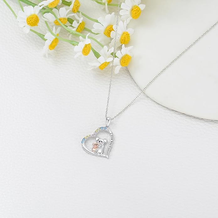 Cat Squirrel Llama Raccoon Tiger Cheetah Elephant Fox Sloth Koala Monkey Horse Dinosaur Axolotl Necklace Animal Pendant Heart Necklace 925 Sterling Silver