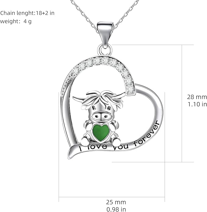 Penguin/Elephant/Frog Mushroom/Cat/Fox/Highland Cow/Axolotl/Yorkie Necklace Jewelry for Women Birthday Christmas Gifts