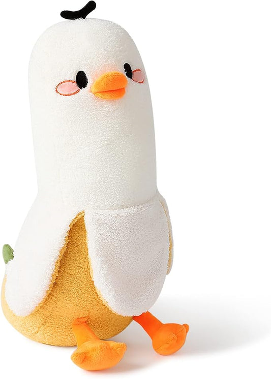 PEACH CAT Banana Duck Plush Pillow Duck Stuffed Animal Cute Banana Plushie for Girls and Boys White 19.7"
