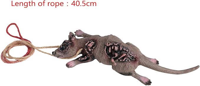 Halloween Decor Haning Rat Prop Realistic Looking Spooky Mice Rats Fake Dead Mouse Terrible Prank Props Cats Dogs Interesting Toys Halloween Party Favors Vampire Rats for Haunted House Decoration
