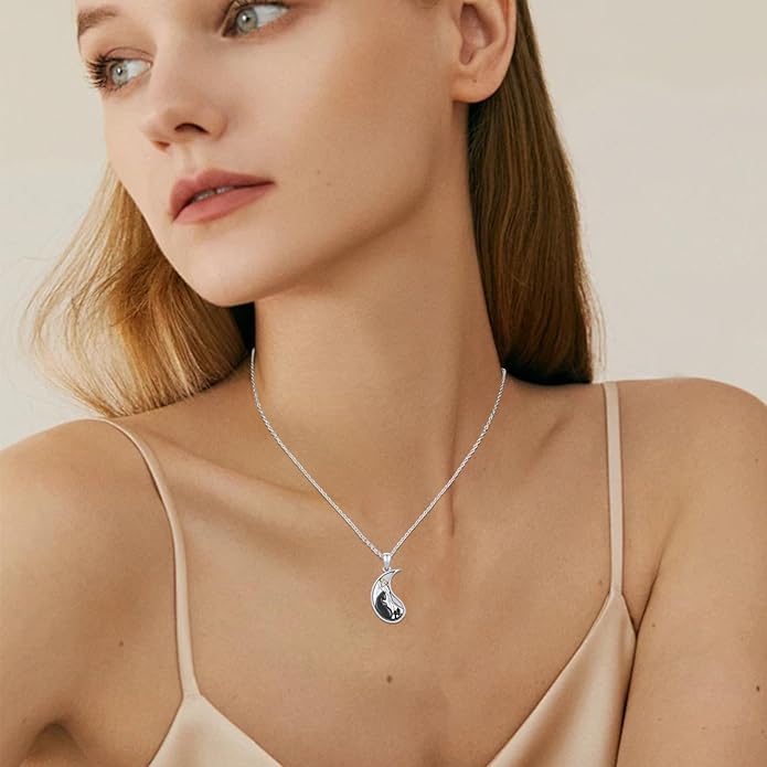 Yin Yang Matching Jewelry Set 925 Sterling Silver Yin Yang Friendship Couples BFF Pendant Necklace Jewelry for Her Him Women Men